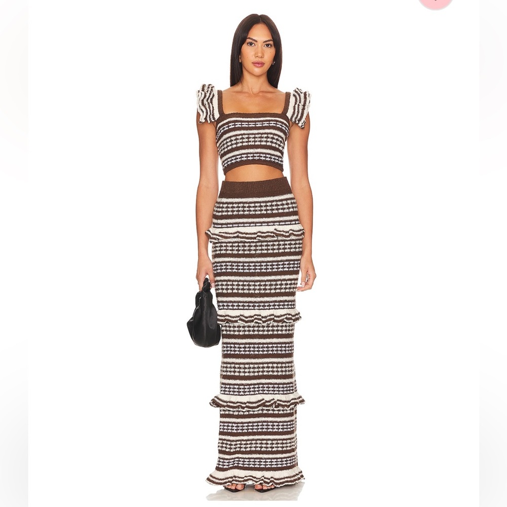 *NWT* Tularosa - Kaely Top and Maxi Skirt set in Brown & Ivory